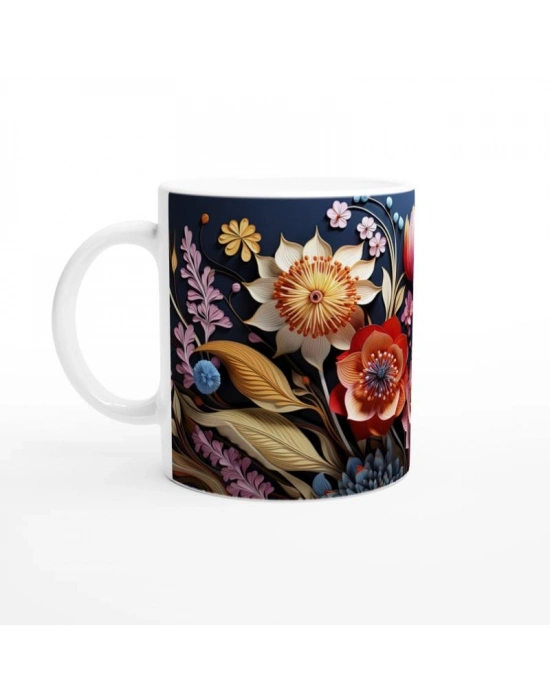 Gece Bahçesi Çiçekli Kupa Bardak