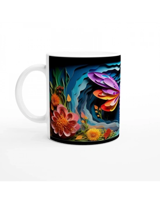 Gece Bahçesindeki Renkli Yusufçuk Temalı Baskılı Kupa Bardak