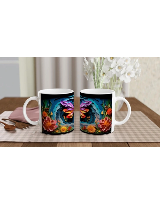 Gece Bahçesindeki Renkli Yusufçuk Temalı Baskılı Kupa Bardak