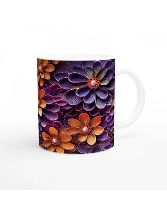 Gece Işıltısı Çiçekli Kupa Bardak