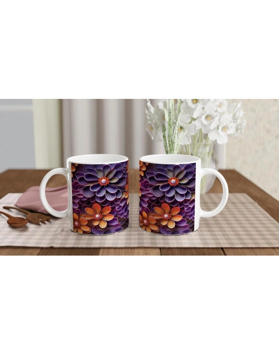 Gece Işıltısı Çiçekli Kupa Bardak