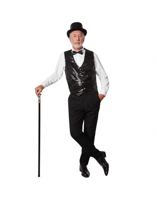 Gece Işıltısı Siyah Payetli Pullu Papyon 7x2 Cm