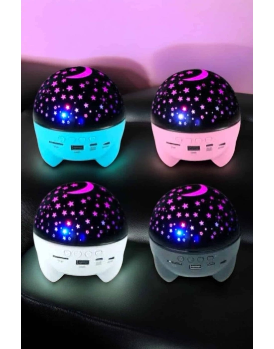 ® Gece Lambası Projeksiyon Görünümlü Şarjlı Yıldızlı Yuvarlak