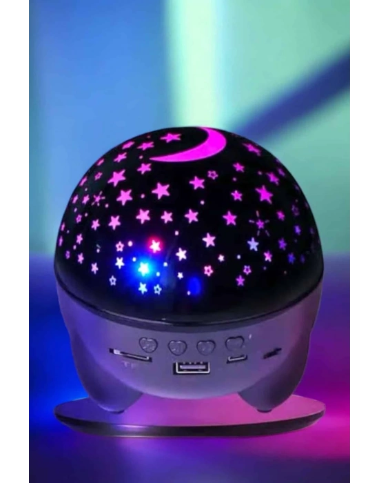 ® Gece Lambası Projeksiyon Görünümlü Şarjlı Yıldızlı Yuvarlak