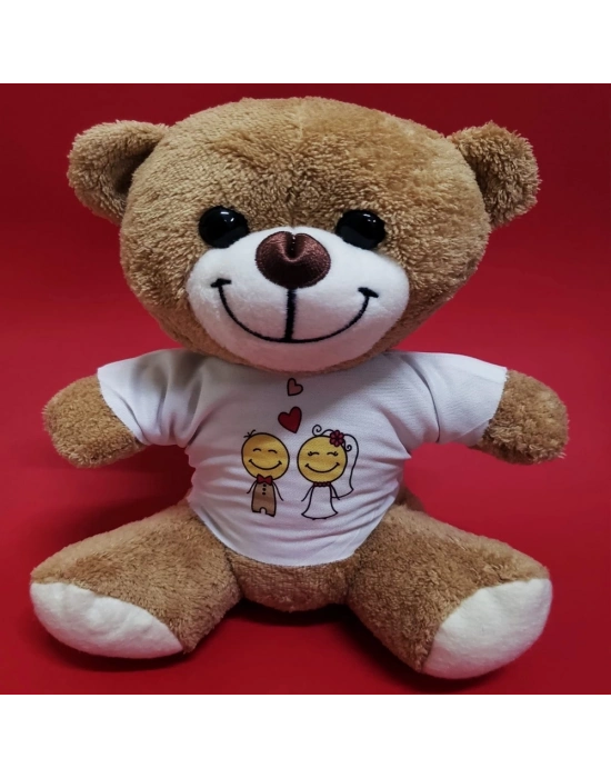 Gelin Damat Tasarım Tişörtlü Sevimli Ayıcık