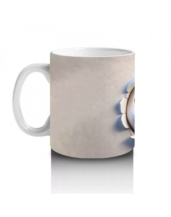 Geniş Gözlü Komik Yüz Maskotu – Baskılı Kahve Kupası