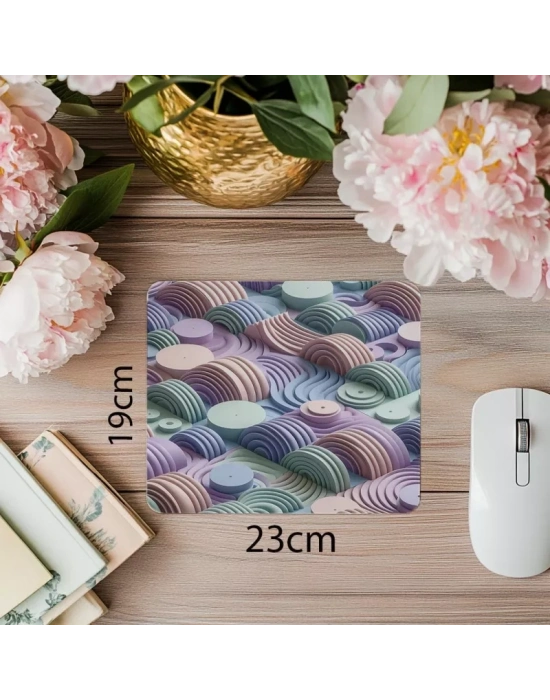 Geometrik Yaylarla Oluşturulmuş Minimal Mouse Pad - 19x23 cm 2 mm Dikdörtgen İthal Baskılı Mouse Pad