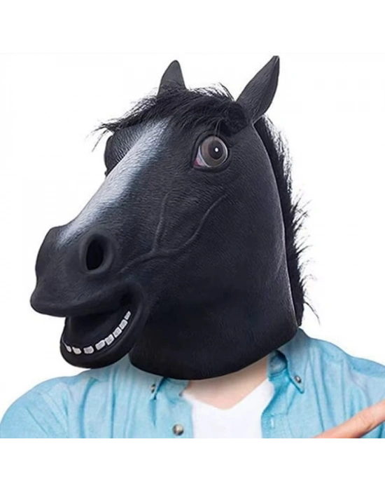 Gerçekçi At Kafası Maskesi Siyah Renk