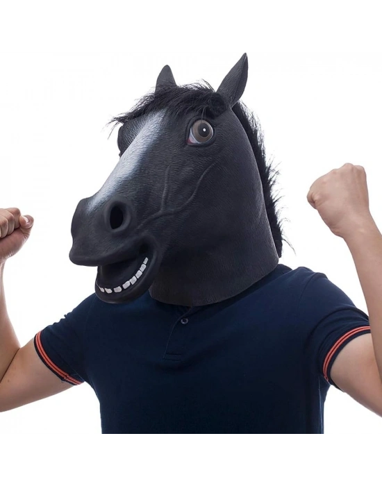 Gerçekçi At Kafası Maskesi Siyah Renk