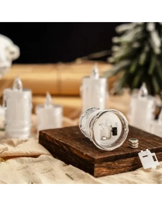Gerçekçi Titrek Alev Efektli Pilli LED Mum 12li Paket