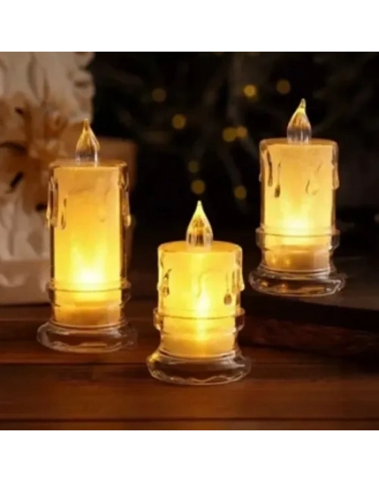 Gerçekçi Titrek Alev Efektli Pilli LED Mum 12li Paket