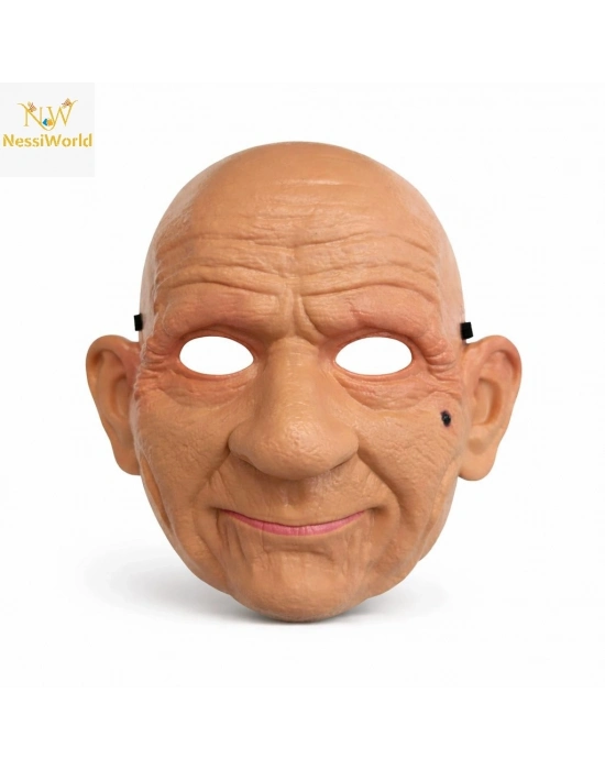Gerçekçi Yaşlı Adam Maskesi – Lateks Görünümlü Plastik Korku Maskesi