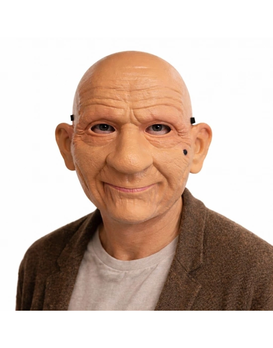 Gerçekçi Yaşlı Adam Maskesi – Lateks Görünümlü Plastik Korku Maskesi