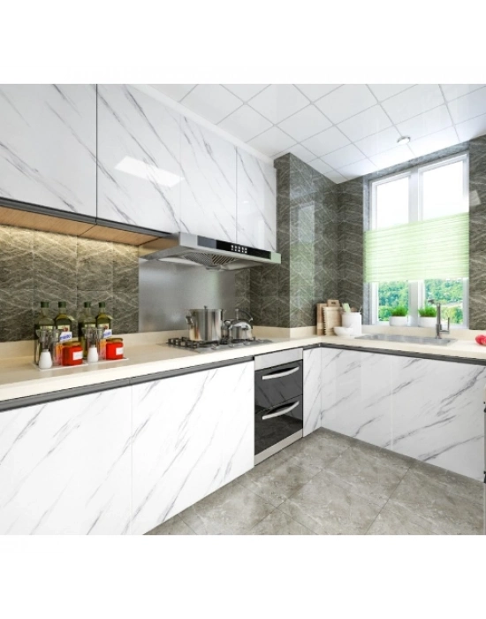 Doğal Mermer Desenli Yapışkanlı Tezgah Folyosu 5M