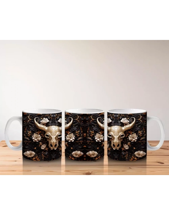 Geyik ve Yaban Hayvanları Desenli Kahve Kupası – Baskılı Kupa Bardak