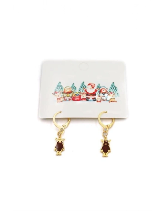 Geyik Yılbaşı Küpe - Altın