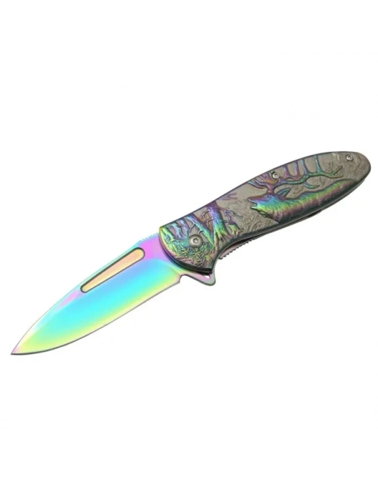 Geyikli Gökkuşağı Çakı 19,5 Cm , Kemerlikli