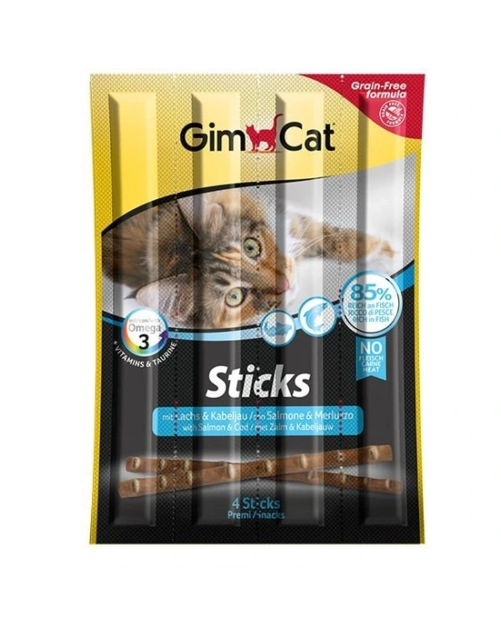 Gimcat Sticks Somon ve Morina Balıklı Kedi Ödül Çubuğu 1 Adet 4x20 Gr
