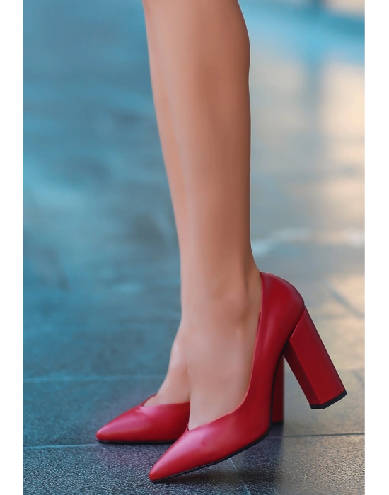 Giort Kırmızı Cilt Topuklu Ayakkabı