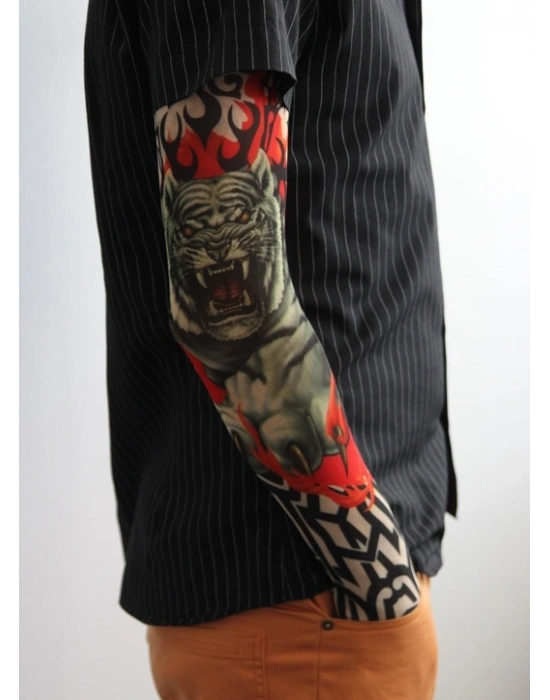 Giyilebilir Kol Dövmesi Çorap Dövme 3d Baskılı Kol Bacak Dövme 2 Adet Model 8