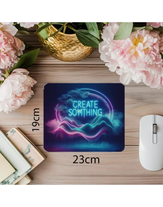 Glitch Efektli Yaratıcı Neon Mouse Pad - 19x23 cm 2 mm Dikdörtgen İthal Baskılı Mouse Pad