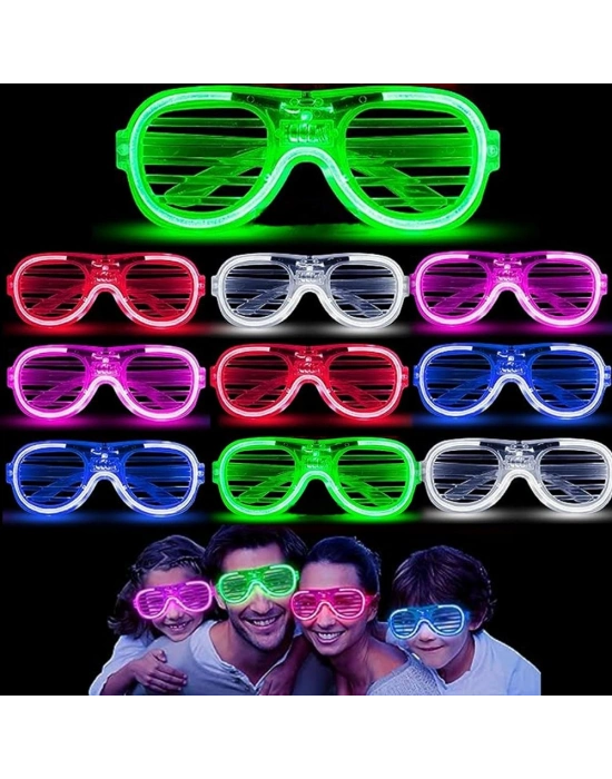 Glow Işıklı Panjur Parti Gözlüğü 12 Adet