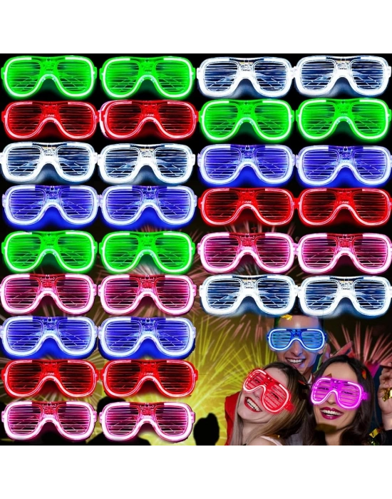 Glow Işıklı Panjur Parti Gözlüğü 12 Adet