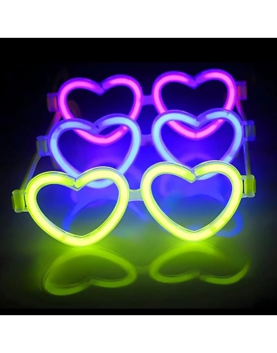 Glow Kalpli Fosforlu Gözlük 6’lı Renkli Set – Neon Parti