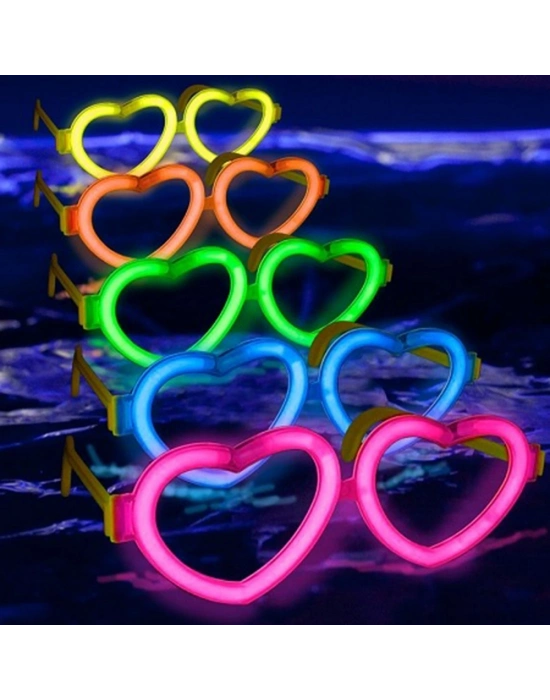 Glow Kalpli Fosforlu Gözlük 6’lı Renkli Set – Neon Parti