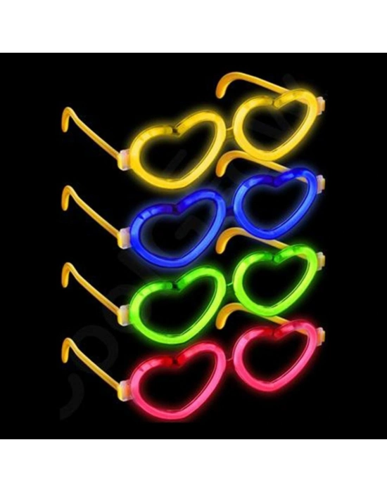 Glow Kalpli Fosforlu Gözlük 6’lı Renkli Set – Neon Parti