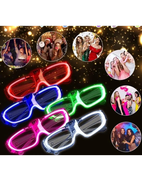 Glow Model 3 Farklı Fonksiyonlu Işıklı Parti Gözlüğü Karışık Renk 12 Adet