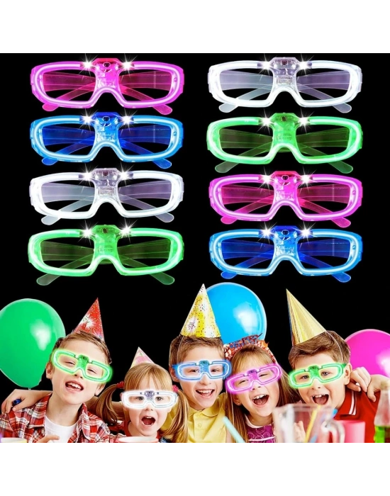Glow Model 3 Farklı Fonksiyonlu Işıklı Parti Gözlüğü Karışık Renk 12 Adet
