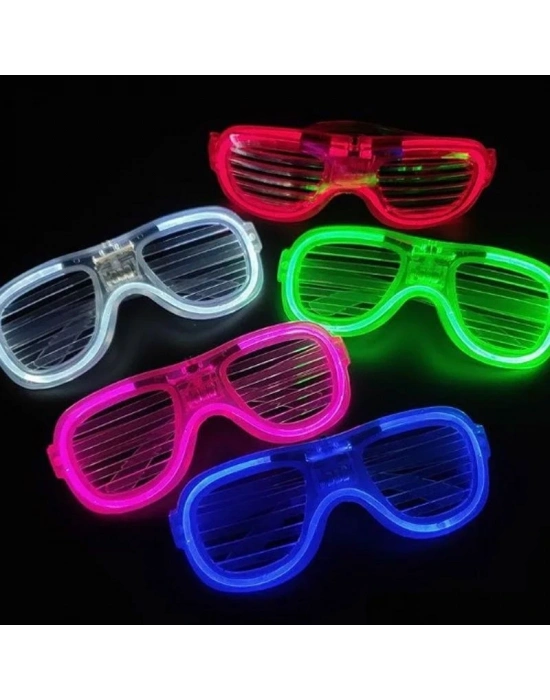 Glow Model Led Işıklı Parti Gözlüğü 3 Modlu 5 Renk 5 Adet