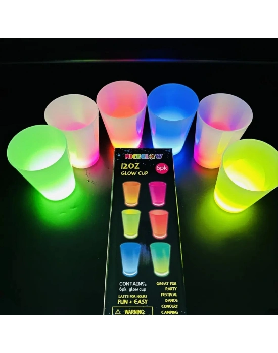 Glow Partisi Bardakları 6 Renk 6 Adet 1.5 oz 4.5 x 6.5 cm