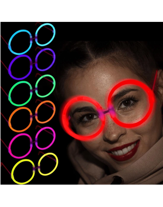 Glow Stick Yuvarlak Gözlük 12 Adet