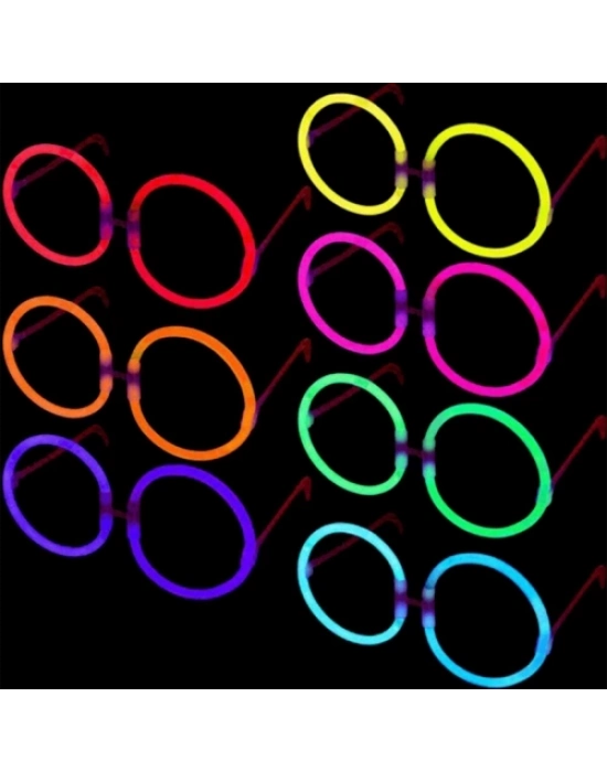 Glow Stick Yuvarlak Parti Gözlüğü 6 Adet
