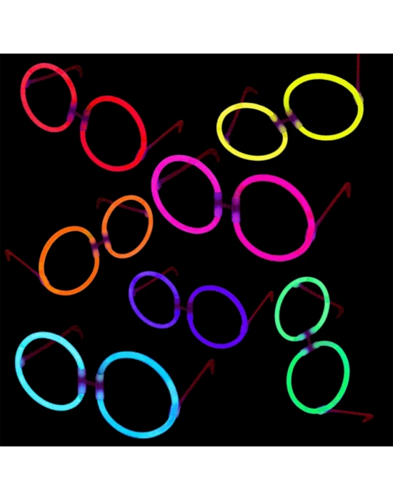Glow Stick Yuvarlak Parti Gözlüğü 6 Adet