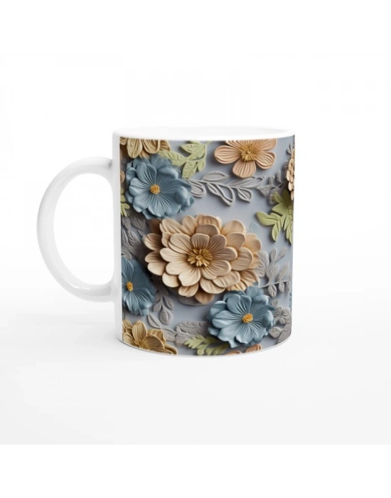 Gök Mavisi Çiçek Bahçesi Kupa Bardak