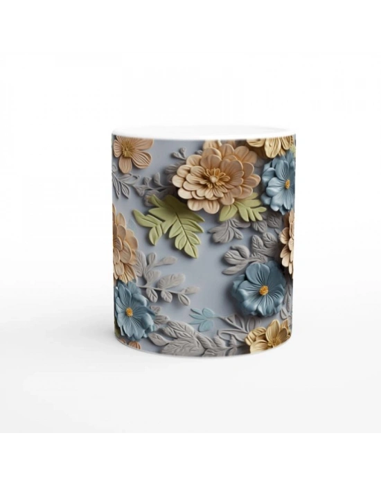 Gök Mavisi Çiçek Bahçesi Kupa Bardak