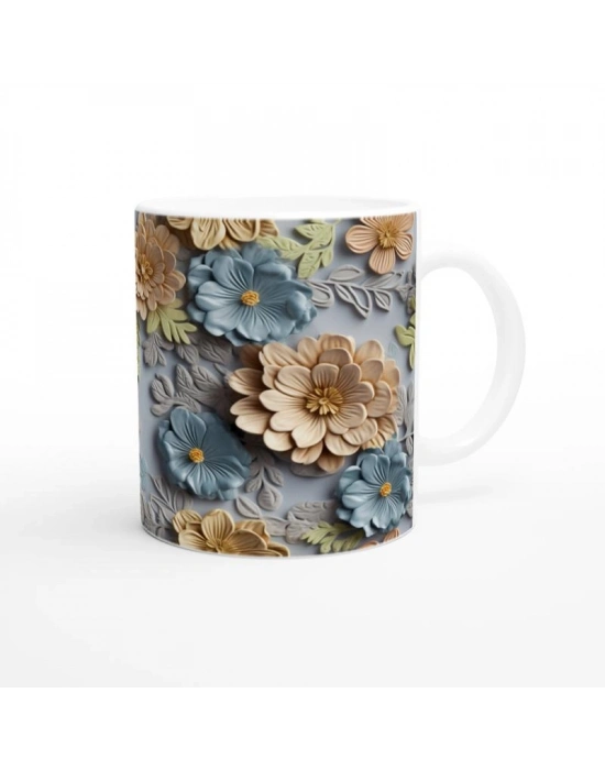 Gök Mavisi Çiçek Bahçesi Kupa Bardak