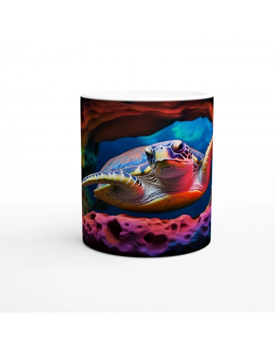 Gökkuşağı Kayalıklarında Yüzen Kaplumbağa Kupa Bardak