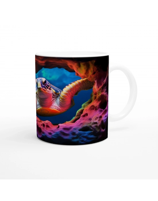 Gökkuşağı Kayalıklarında Yüzen Kaplumbağa Kupa Bardak