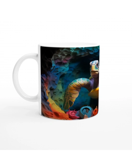 Gökkuşağı Renkli Mağarada Deniz Kaplumbağası Kupa Bardak