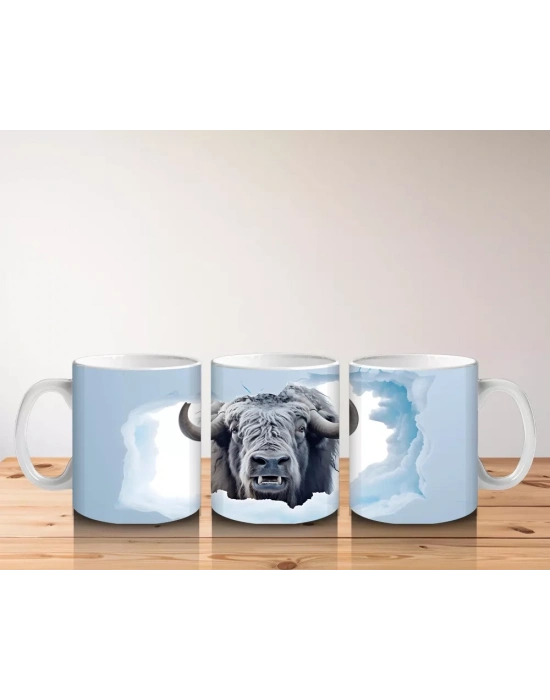 Gökyüzü Fonunda Yaban Mandası Figürü – Baskılı Kupa