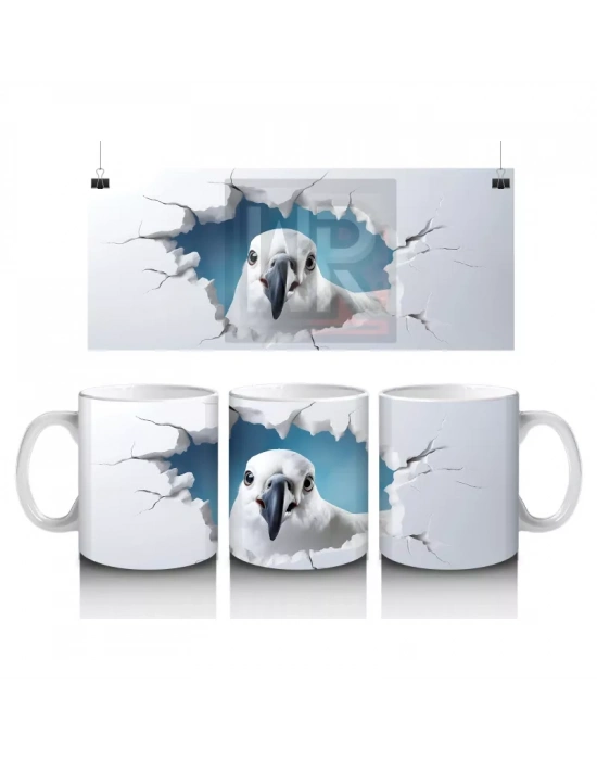 Gökyüzü Temalı Çatlak Duvar Arasında Kartal Figürü - Baskılı kahve kupası