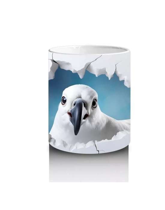 Gökyüzü Temalı Çatlak Duvar Arasında Kartal Figürü - Baskılı kahve kupası