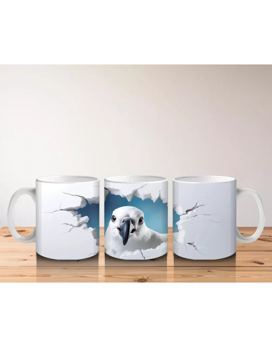 Gökyüzü Temalı Çatlak Duvar Arasında Kartal Figürü - Baskılı kahve kupası