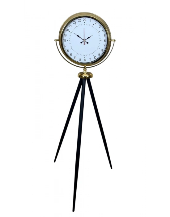 ® Gold 24 Saat Göstergeli Özel Tasarım Tripod Ayaklı Saat