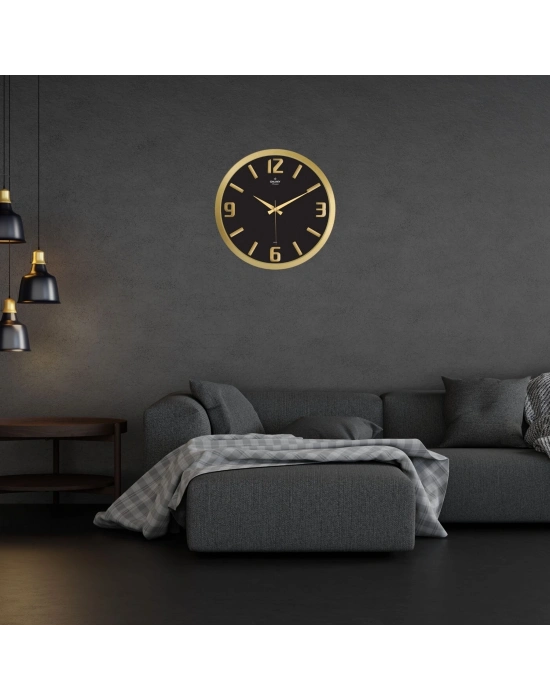 Gold 39 Cm Kabartma Rakamlı Duvar Saati