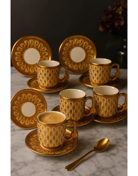 Gold Desenli 6’lı Porselen Kahve Fincan Seti 50 ml